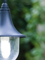 Soporte de lámpara transparente de termoplástico, 60mm de diámetro, altura máxima de la lámpara 150mm, IP43 negro