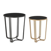 Juego de 2 mesas de centro de metal estilo diseño dorado-negro