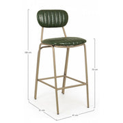 Taburete de bar vintage verde oscuro Addy 41x51x100h cm