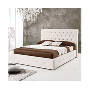 Cama doble con contenedor en ecopiel Blanco 180x223xh.120 cm