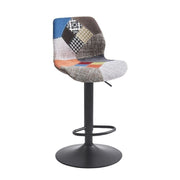 Sgabello ajustable Imalia en tela patchwork, pata de metal negro 106x40x50 cm