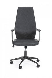 Sillón de oficina con respaldo alto en polipiel negra Jamie