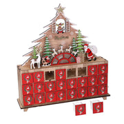 Árbol rojo led calendario de madera cm31x8h34,5