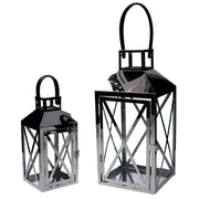 Farol cuadrado metal plateado 1-2 cm19x19h42