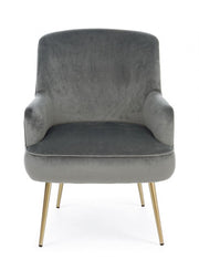 Sillón Clelia gris efecto terciopelo dorado