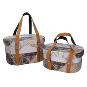 Caja ecopiel con asas 1-2 oval mármol cm35,5x26h20