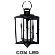 Farol led metal estrella negra cm27,5x27,5h42-48