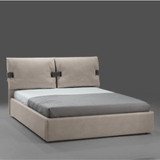 Cama doble contenedor Grenoble en tejido beige