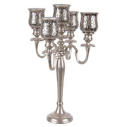 Candelabro estilo clásico 5 fuegos aluminio plata cm 62h