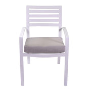 Sillón Boston de aluminio blanco con cojín gris