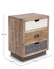 Mesita de noche vintage de 3 cajones