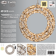 Corona Marrone 3D ø35cm 1000 MicroLED FlashLED Diamond bianchi