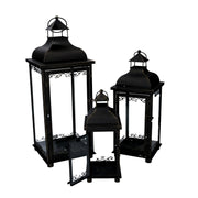 Farol de metal 1-3 negro y dorado cm20x20h53,2
