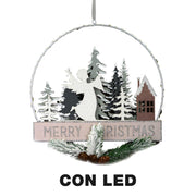 Guirnalda led angel metal madera verde agua cm24x3,5x40,5