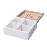 Caja de té de madera cuadrada 4 compartimentos cm18x18h7