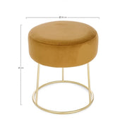 CLARISSA Puf de terciopelo ocre amarillo diámetro 35x h40 cm
