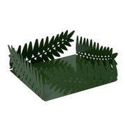Servilletero rectangular de metal hoja de laurel verde oscuro cm16,5x16,5h6,5