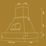 Campana de cocina rústica EPOQUE blanca con estructura de madera con incrustaciones color tabaco 120 cm