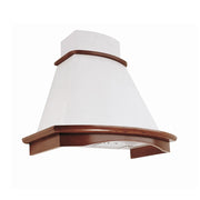 Campana de cocina rústica BELLA blanca con estructura de madera incrustación color tabaco 90 cm