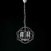 Araña deco suspensión hierro Blanco Plata cuatro luces 39x h42 cm
