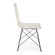 Silla de estilo moderno en acero y kubu Blanco LUCILA 45x55x h85 cm