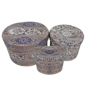 Caja polipiel 1-3 flores grises redondacm ø27h18