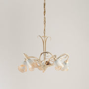 Lámpara de suspensión en hierro Ivory Gold rose cinco luces 60x h47 cm