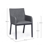 Silla de exterior con reposabrazos en tejido Antracita OWEN JX55 55x62x h82 cm