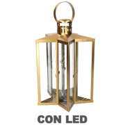 Farol led metal estrella dorada cm27,5x27,5h42-48