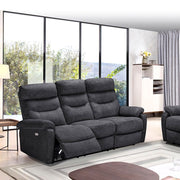 Sofá 3 plazas con 2 recliners eléctricos gris oscuro 198 x 92 x 109 cm