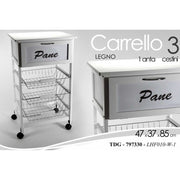 Trolley con ruedas de madera para cocina con casa 47 x 37 x 85 H CM CM