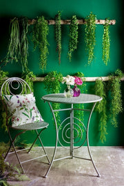 Mesa de jardín plegable redonda en acero gris MARLENE diámetro 60x h77 cm