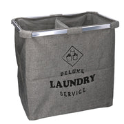 Cesta doble plegable de tela gris 54x34,5h50,5 cm