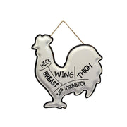 Plato gallo de metal blanco y negro cm36x40x1