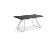 Mesa extensible con patas de aluminio y tapa negra 170/270x90x76h cm