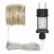 Cadena 500 MicroLED Bobina 25m blanco cálido con cable plata transparente