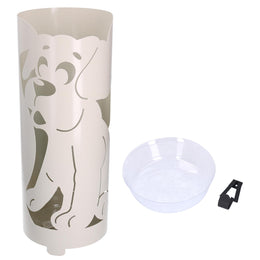 Paragüero de metal crema perro redondo cmø19h49