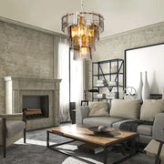 Plafón de 4 luces Falez MDL3829 cristal ahumado y dorado