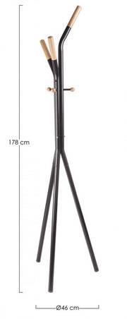 Percha moderna Alain en acero negro 178h cm