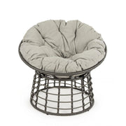 Sillón de exterior en fibra natural gris con cojín MOLLY diámetro 69x92x h78 cm