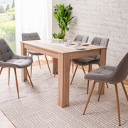 Mesa de comedor color roble con inserto reversible blanco o negro 138x80xh.74 cm