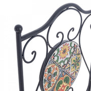 Silla plegable de acero NAXOS con asiento y respaldo decorado en cerámica 92h cm