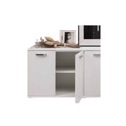 Mueble de salón multiusos blanco en madera de melamina 180x80x45 cm