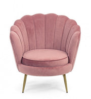 Sillón retro de terciopelo rosa pavo real cm 80 x 76 x 84 h