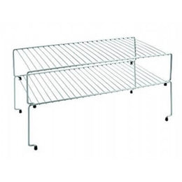 Juego de 2 estantes apilables Sky, dimensiones 47x23x26 cm, color plata metalizado satinado