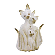Gato de madera marrón blanco cm26x7h40