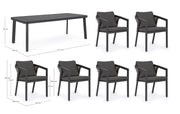 Conjunto mesa cordova antracita + 6 sillas