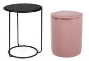 Conjunto moderno de mesa de centro y puf Annika en rosa antiguo