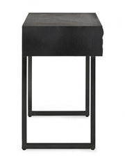 Mesita negra 1 cajón de madera estilo industrial 50x35x55