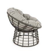 Sillón de exterior en fibra natural gris con cojín MOLLY diámetro 69x92x h78 cm